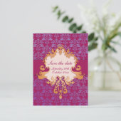 エレガントな象の保存日付の紫色または金ゴールドカード 案内ポストカード (スタンド正面)