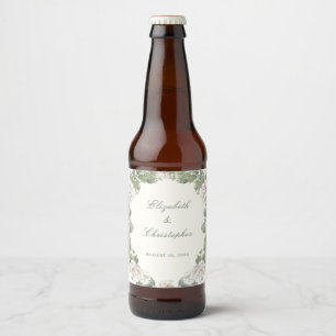 エレガントな象牙色の花柄の結婚式用ビール瓶ラベル ビールラベル