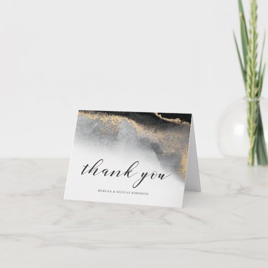 エレガントな豪華さ お名前入り感謝カード サンキューカード (正面)