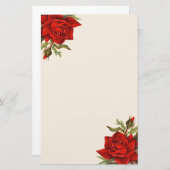 エレガントな豪華なヴィンテージの赤いバラ 便箋 (正面/裏面)