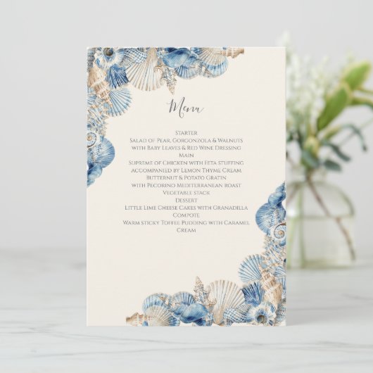 エレガントな貝殻のボーダーウェディング メニュー (スタンド正面)