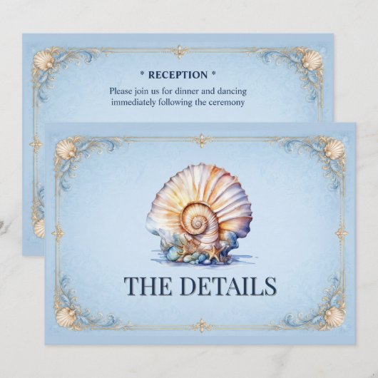 エレガントな貝殻の結婚式の航海テーマの封筒 招待状 (正面/裏面)