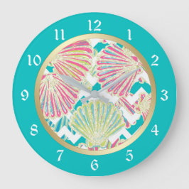 エレガントな貝殻シェブロン ラージ壁時計