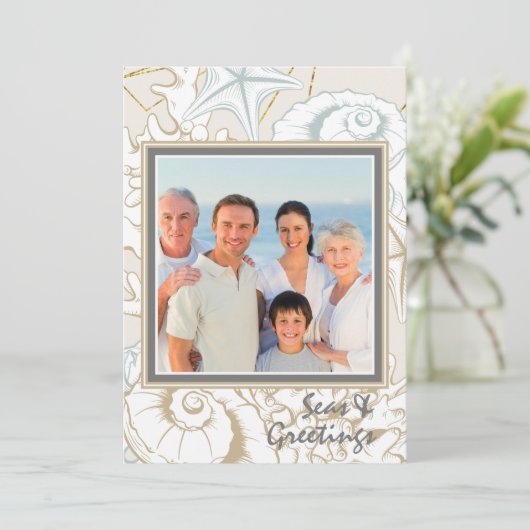 エレガントな貝殻ビーチマリン パーソナライズ フォト (スタンド正面)