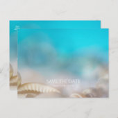 エレガントな貝殻 青いトロピカル セーブ・ザ・デート 案内ポストカード (正面/裏面)