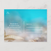 エレガントな貝殻 青いトロピカル セーブ・ザ・デート 案内ポストカード (裏面)