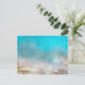 エレガントな貝殻 青いトロピカル セーブ・ザ・デート 案内ポストカード (スタンド正面)