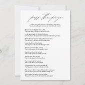 エレガントな賞品をパスする ブライダルシャワーのゲーム カード (正面)