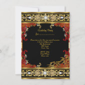 エレガントな赤いアジアのゴールド竹の誕生日パーティー 招待状 (裏面)