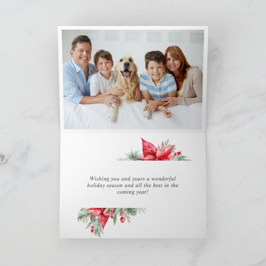 エレガントな赤いオーナメントのクリスマスグリーティング２枚セット シーズンカード (内部)