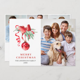 エレガントな赤いオーナメントのクリスマスグリーティング4枚の写真 シーズンカード