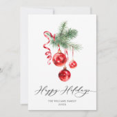 エレガントな赤いオーナメント クリスマス おめでとう (正面)