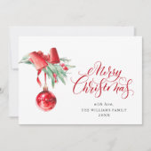 エレガントな赤いオーナメント クリスマス おめでとう (正面)