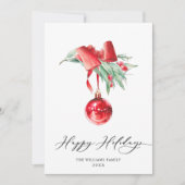 エレガントな赤いオーナメント クリスマス おめでとう (正面)