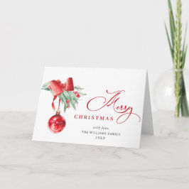 エレガントな赤いオーナメント　楽しいクリスマスの挨 シーズンカード