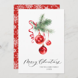 エレガントな赤いオーナメント　楽しいクリスマスの挨 シーズンカード