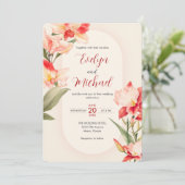 エレガントな赤いカトレアの蘭の花の結婚式 招待状 (スタンド正面)