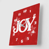 エレガントな赤いクリスマスに輝くWhite JOY スクエア壁時計 (傾斜)