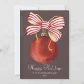 エレガントな赤いクリスマスのボールオーナメント　フラット シーズンカード (正面)