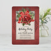 エレガントな赤いクリスマスの鐘のホリデーパーティー 招待状 (スタンド正面)