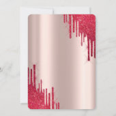 エレガントな赤いグリッターが滴るドレスのキンセアニエラ 招待状 (裏面)