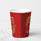 エレガントな赤いグリッター ポピー ブルーム ウェディング ペーパー カップ 紙コップ (右)
