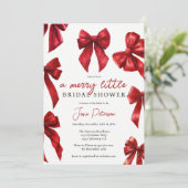 エレガントな赤いコケッタのボウが付いたクリスマス ウィンター ブライダル 招待状 (スタンド正面)