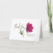 エレガントな赤いコスモスの花のブライダルシャワーのお礼カード サンキューカード (正面)