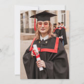 エレガントな赤いスクリプト写真 卒業式招待状 招待状 (裏面)