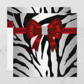 エレガントな赤いゼブラのパーティー招待状 招待状 (正面/裏面)