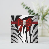 エレガントな赤いゼブラのパーティー招待状 招待状 (スタンド正面)