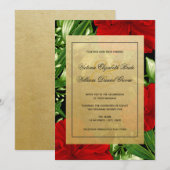 エレガントな赤いハイビスカス 熱帯の花の結婚式 招待状 (正面/裏面)