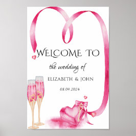 エレガントな赤いハートのチャンピーングラス ポスター