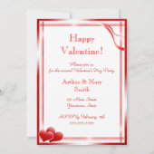 エレガントな赤いハートのバレンタインデーのパーティー 招待状 (裏面)