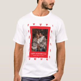 エレガントな赤いハートの幸せなバレンタインデー 1枚の写真 Tシャツ