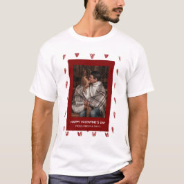 エレガントな赤いハートの幸せなバレンタインデー 1枚の写真 Tシャツ