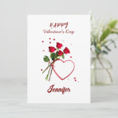 エレガントな赤いハートの花 バレンタインデーおめでとう シーズンカード (スタンド正面)