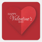 エレガントな赤いハート バレンタインデーのステッカー スクエアシール (正面)