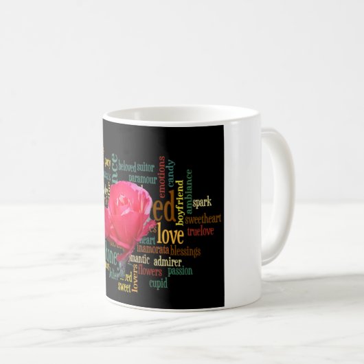 エレガントな赤いバラと一緒に過ごす幸せなバレンタインデー コーヒーマグカップ (正面右)