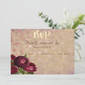エレガントな赤いバラと落ち葉のRSVP 招待状 (スタンド正面)