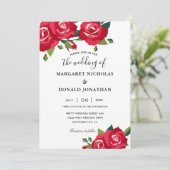 エレガントな赤いバラのウェディング 招待状 (スタンド正面)