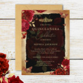 エレガントな赤いバラのゴールドのキンセアニエラ招待状 招待状
