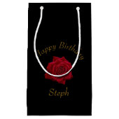 エレガントな赤いバラのハッピーバースデー スモールペーパーバッグ (正面)