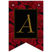 エレガントな赤いバラのハッピーバースデー バンティングフラッグ (第3の旗)