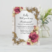 エレガントな赤いバラのブライズメイドカード 招待状 (スタンド正面)