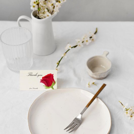 エレガントな赤いバラのブライダルシャワー サンキューカード