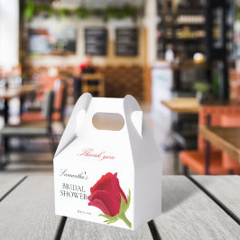 エレガントな赤いバラのブライダルシャワー フェイバーボックス