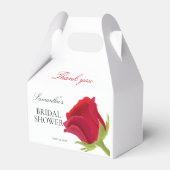 エレガントな赤いバラのブライダルシャワー フェイバーボックス (正面サイド)