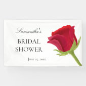 エレガントな赤いバラのブライダルシャワー 横断幕 (横)