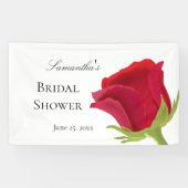 エレガントな赤いバラのブライダルシャワー 横断幕 (横)